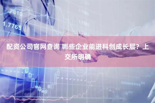 配资公司官网查询 哪些企业能进科创成长层？上交所明确